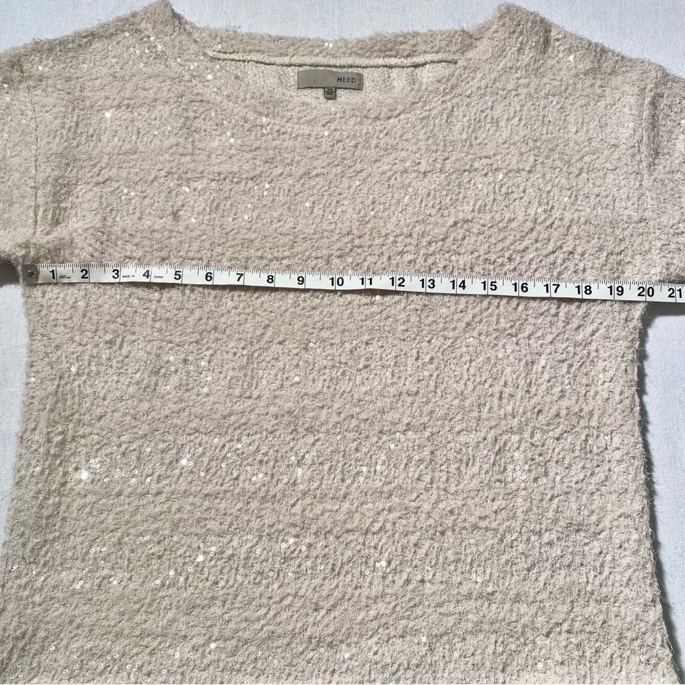 Heed Creamy White Sequin Pullover Sweater, Size Xs - image 7